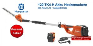 Husqvarna Akku Stabheckenschere 120iTK4-H Set inkl.Akku BLi10 + Ladegrät QC80