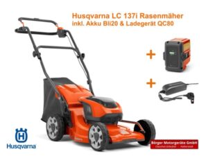 Husqvarna Akku-Rasenmäher LC 137i mit Akku und Ladegerät